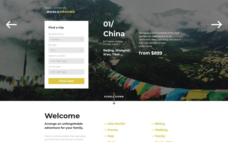 WorldAround -旅游运营商目的地页面模板