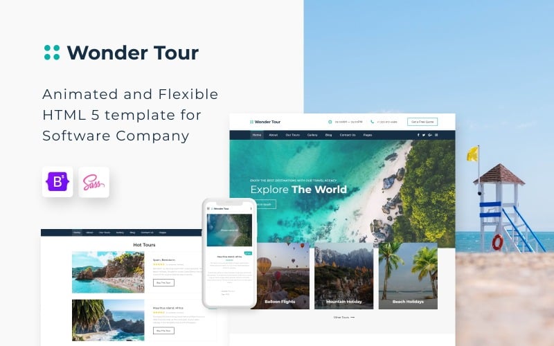 Wonder Tour -简单的Bootstrap 5网站模板旅行社