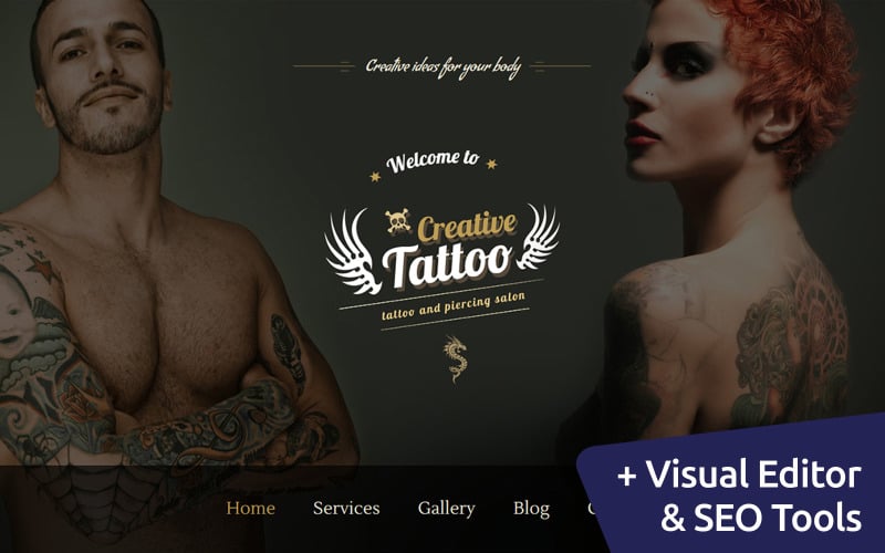 Modèle de tatouage et piercing Moto CMS 3