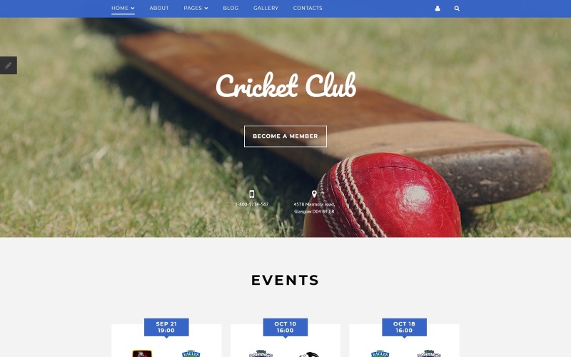 Modèle Joomla du club de cricket