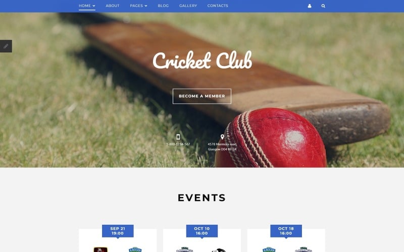 Шаблон Joomla для крикетного клуба