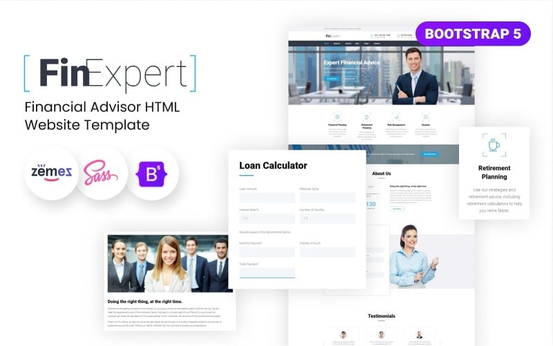 FinExpert - HTML-websitesjabloon voor financieel adviseur
