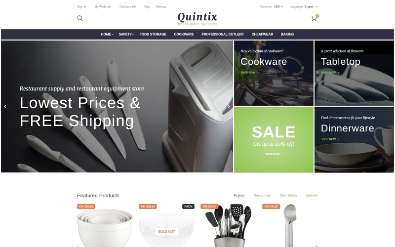 Quintix - Restaurantbenodigdheden PrestaShop-thema