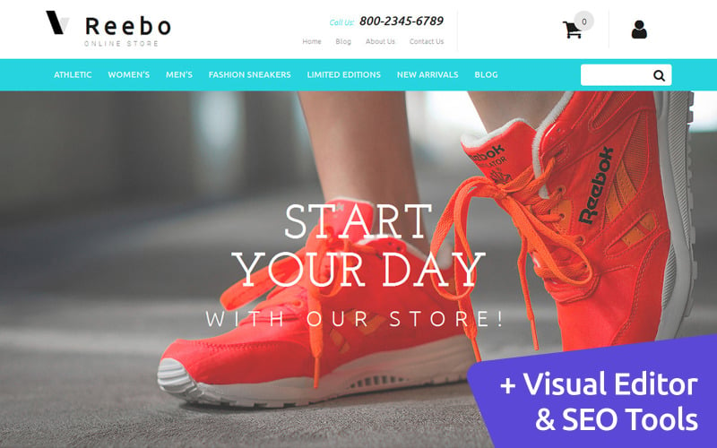 Reebo - шаблон электронной коммерции MotoCMS для обувного магазина