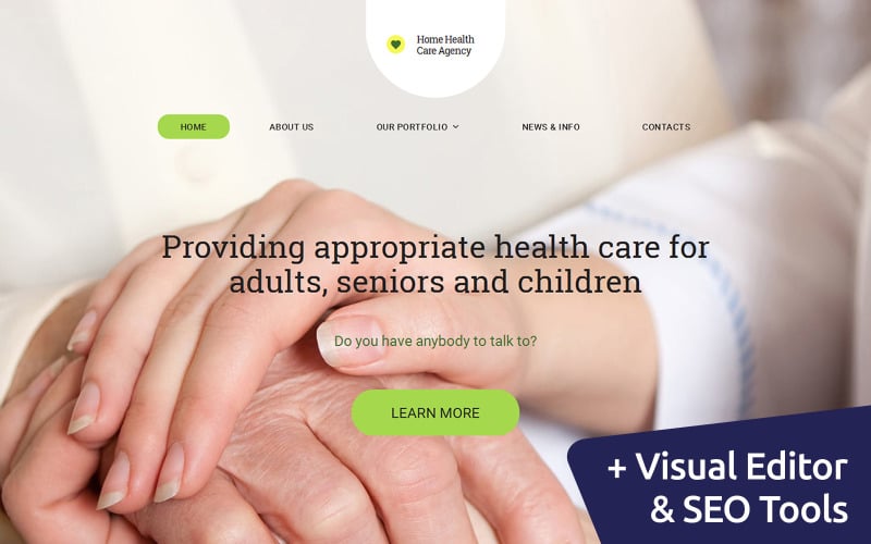Plantilla de sitio web de atención médica para la agencia de atención médica domiciliaria
