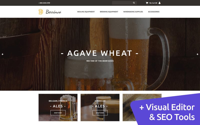 Berrinvo - Homebrew Supply Store MotoCMS e-commercesjabloon
