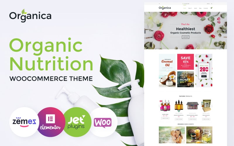 有机食品- WooCommerce主题, 化妆品和活性生物营养