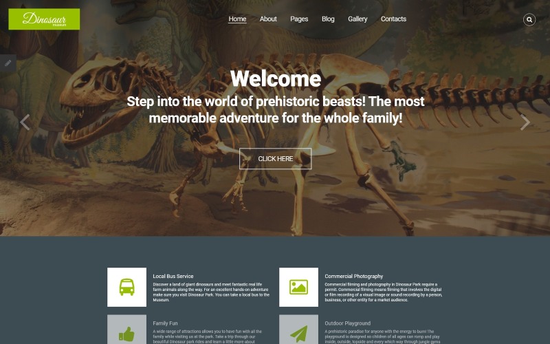 Šablona Joomla Museum dinosaurů