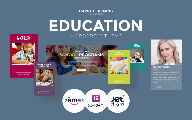 Happy Learning - образовательная многоцелевая современная тема WordPress Elementor