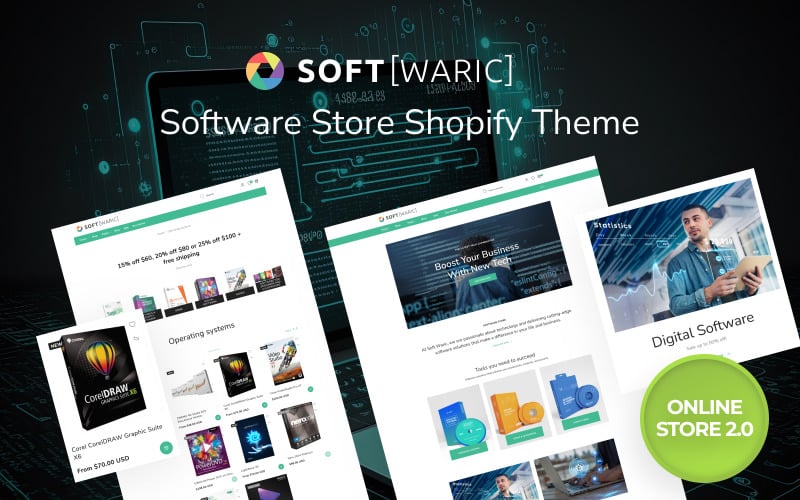 软Waric -响应性Shopify主题为软件在线商店2.0
