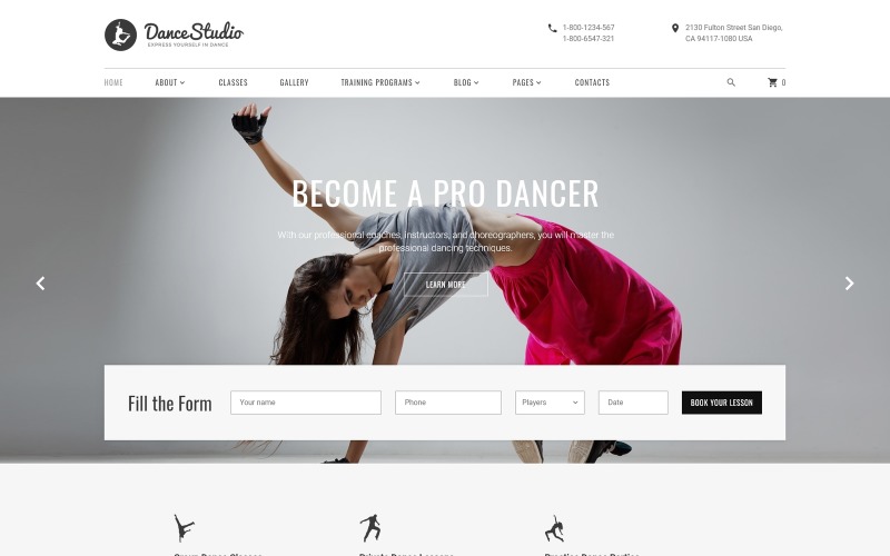 DanceStudio - Responsieve websitesjabloon voor danscoach