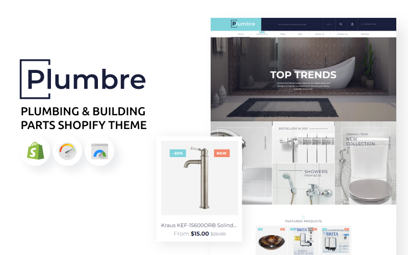 Plumbre – магазин сантехніки та будівельних деталей, тема Shopify