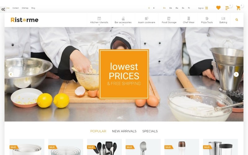 Ristorme - Tema PrestaShop de equipamentos para restaurantes e utensílios domésticos