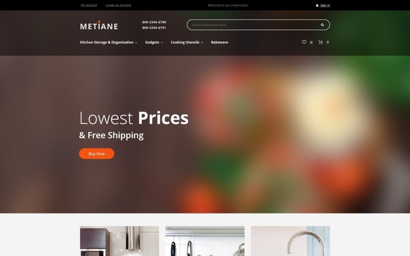 Metiane - Tema Magento de Suprimentos de Cozinha