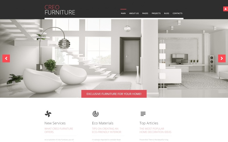 Creo Furniture - Modello Joomla creativo multipagina per mobili