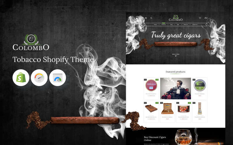 Коломбо - тема тютюнових виробів Shopify