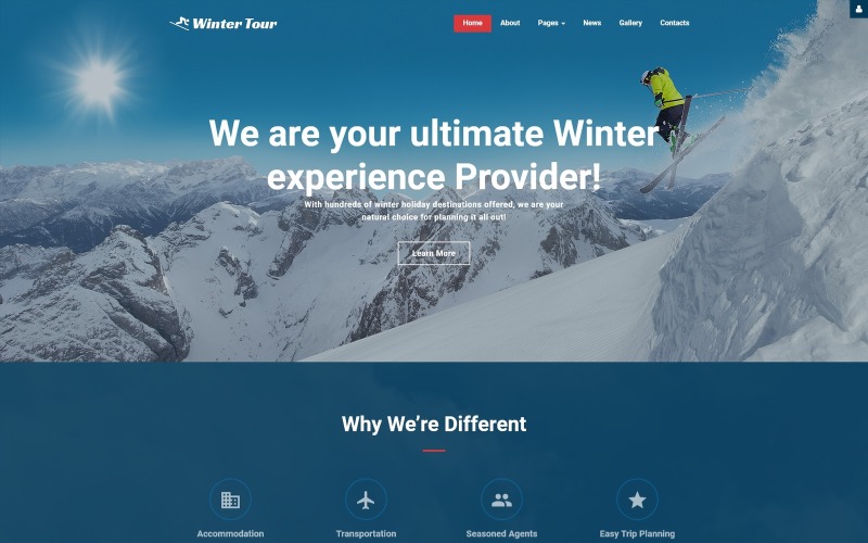 冬季旅游- Joomla模板适应旅行社