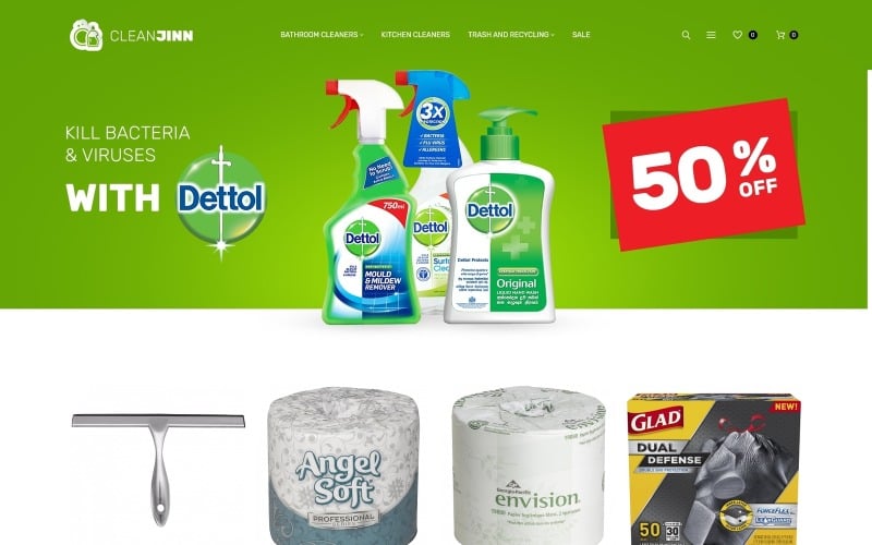 CleanJinn - Thème Magento réactif pour le magasin de fournitures et d'outils de nettoyage