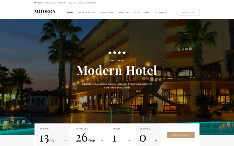 现代-酒店伍兹响应多页网站模板