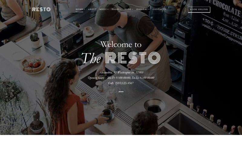 Resto - Cafe & 餐厅多页网站模板