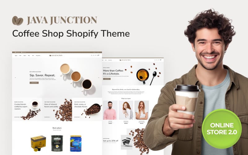 Java Junction - Coffee Shop 响应 Shopify 网上商店2.0的主题