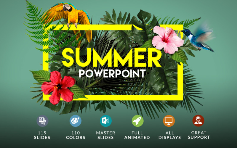 夏季| Powerpoint +奖金Powerpoint模板