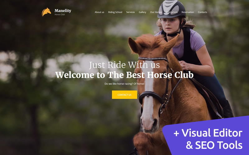 Manelity - Equestrian & 骑马俱乐部高级摩托CMS 3-sjabloon