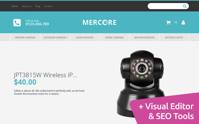 Mercore - Plantilla de comercio electrónico MotoCMS sensible a la tienda de equipos de seguridad