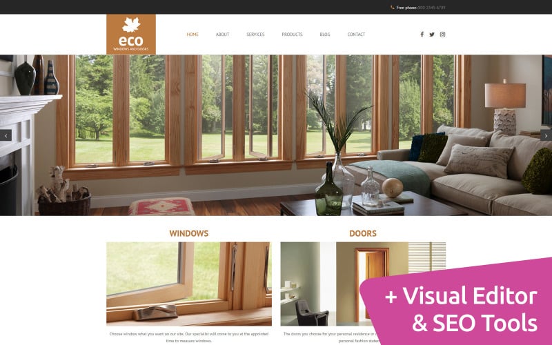 Windows ve Kapılar Moto CMS 3 Şablonu
