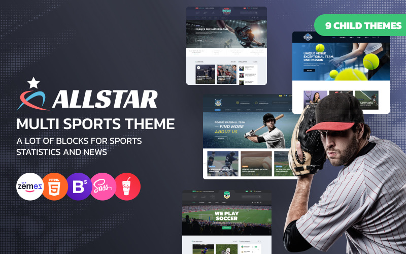 ALLSTAR - Sport Multipurpose Bootstrap 5 webbplatsmall