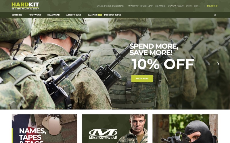 HardKit - Thème Magento de la boutique militaire de l'armée américaine