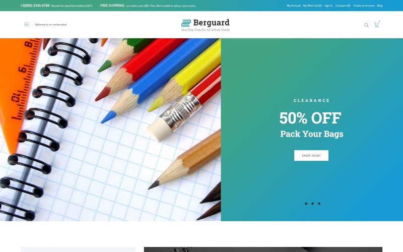 Berguard - Tema Magento para suministros de oficina y papelería