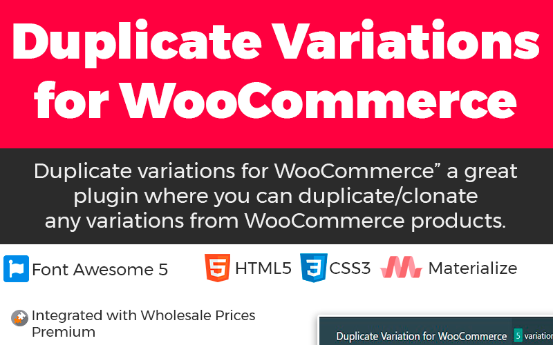 重复变化的WooCommerce WordPress插件