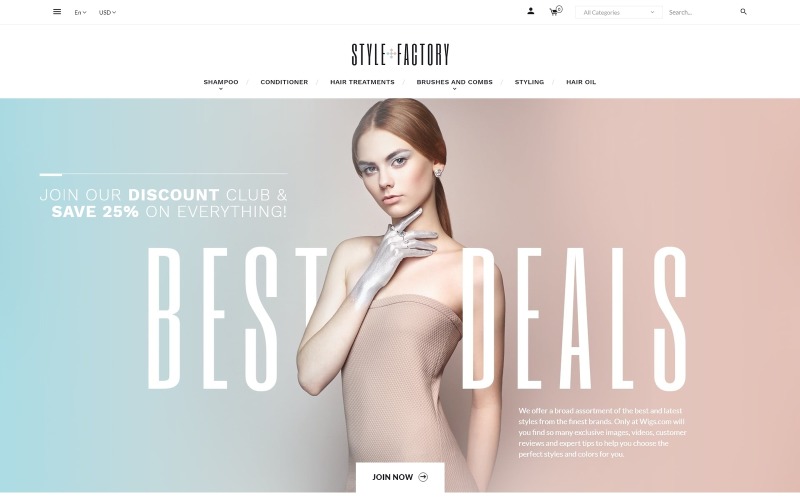 Hair Salon Ecommerce Template - StyleFactory PrestaShop Teması