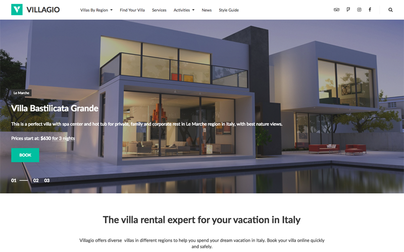 WordPress motiv Rezervace nemovitosti - Vilagio