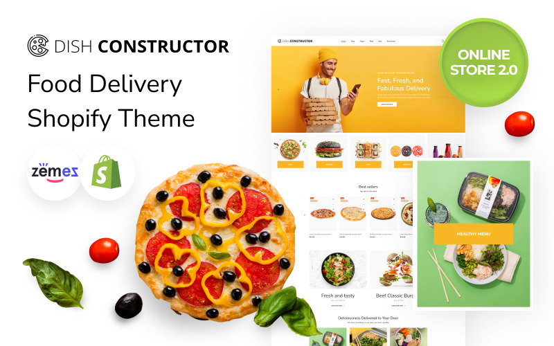 Dish Constructor - Responsywny sklep internetowy z żywnością i restauracją 2.0 Motyw Shopify
