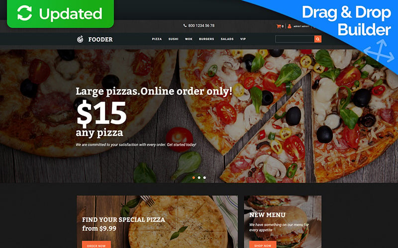 Fooder - Pizza Restaurant MotoCMS e-commerce sjabloon