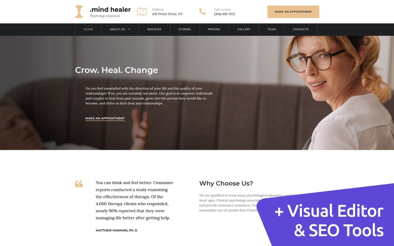 Mind Healer - Psychologist Premium Moto CMS 3 Şablonu