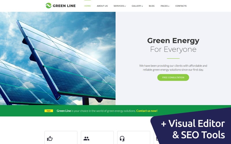 绿线-太阳能公司摩托CMS 3模板