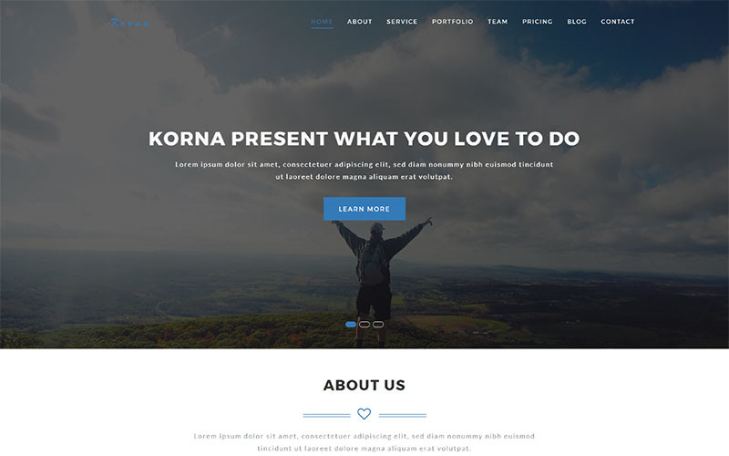 Korna -作品集的创意目标页面模板