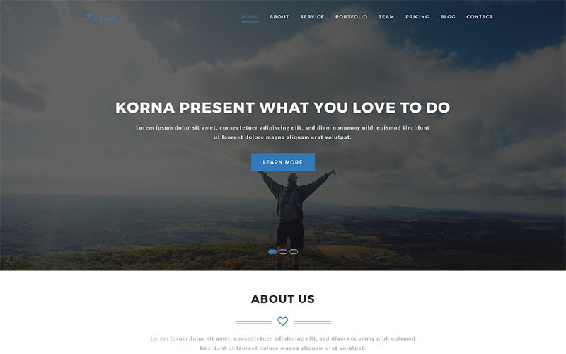 Korna - Portfolio Creatieve bestemmingspagina-sjabloon