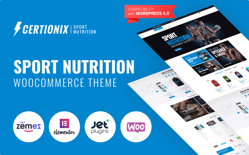 Certionix -运动营养网站模板与Woocommerce主题和Woocommerce元素