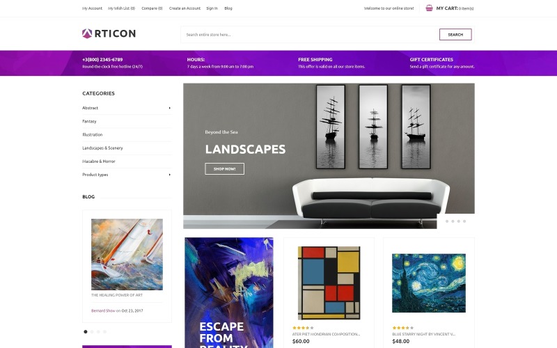 Articon - Motyw Magento w sklepie Art Gallery Store