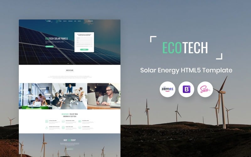 Ecotech - HTML5-sjabloon voor bestemmingspagina's voor zonne-energie