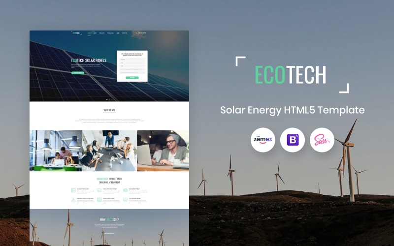 Ecotech - Solar Energy HTML5商城för登陆sida