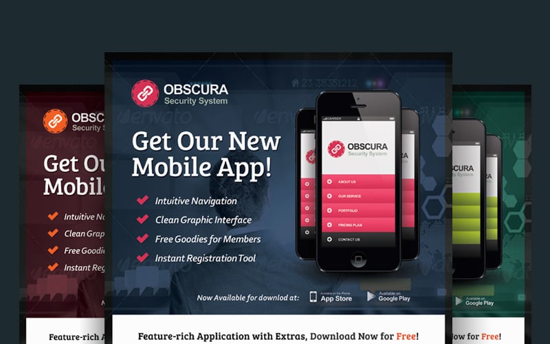 Modello PSD volantino per app per dispositivi mobili