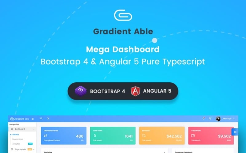 Plantilla de administrador de Gradient Able Bootstrap 5