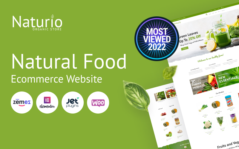 自然食品商店模板元素或WooCommerce主题