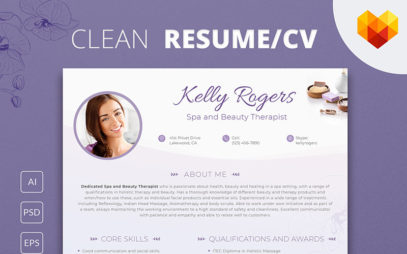 Kelly Ragers - Modèle de CV de thérapeute de spa et de beauté