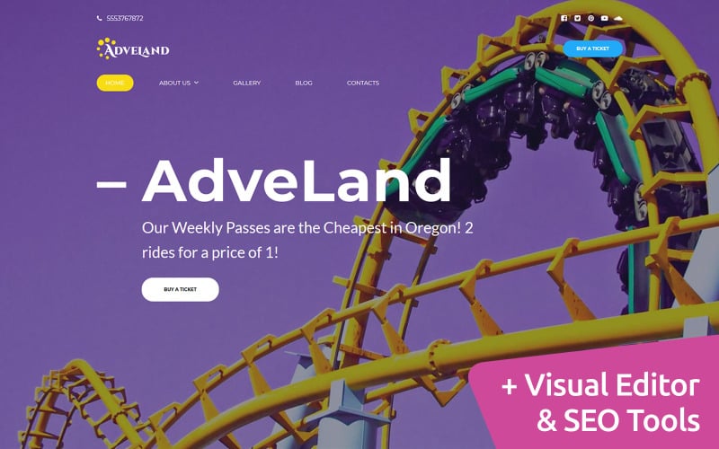 Adveland - Amusement Park Moto CMS 3 Template